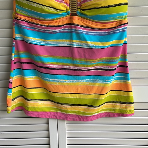 Anne Cole Strapless Tankini Top in Neon Colors SZ L - Picture 3 of 9